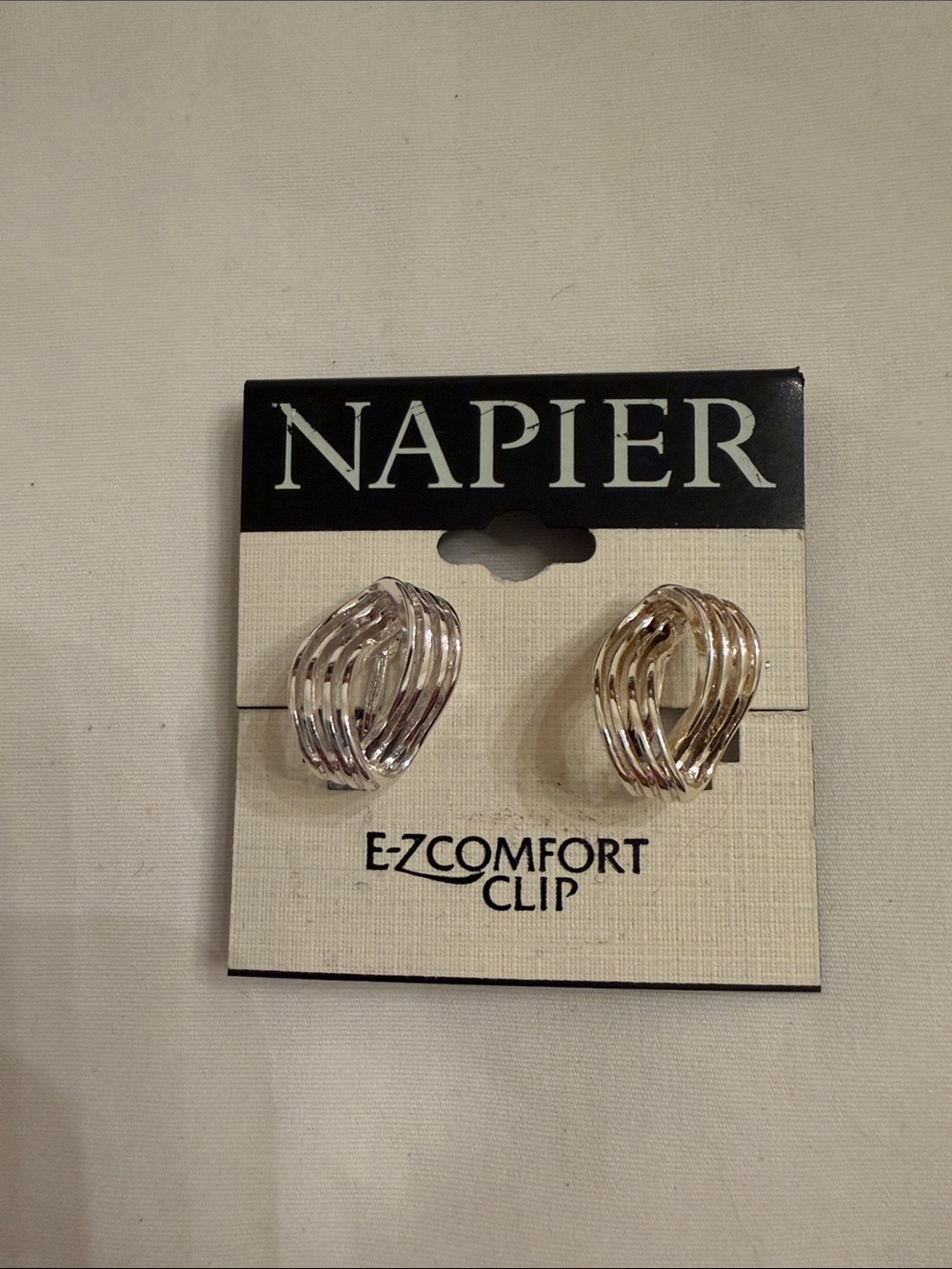 Napier Silver Tone Interwoven Clip-On Earrings